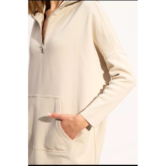 All Saints Xonda Beige Long Sleeve Cotton Hoodie Dress Size Small - Picture 10 of 12